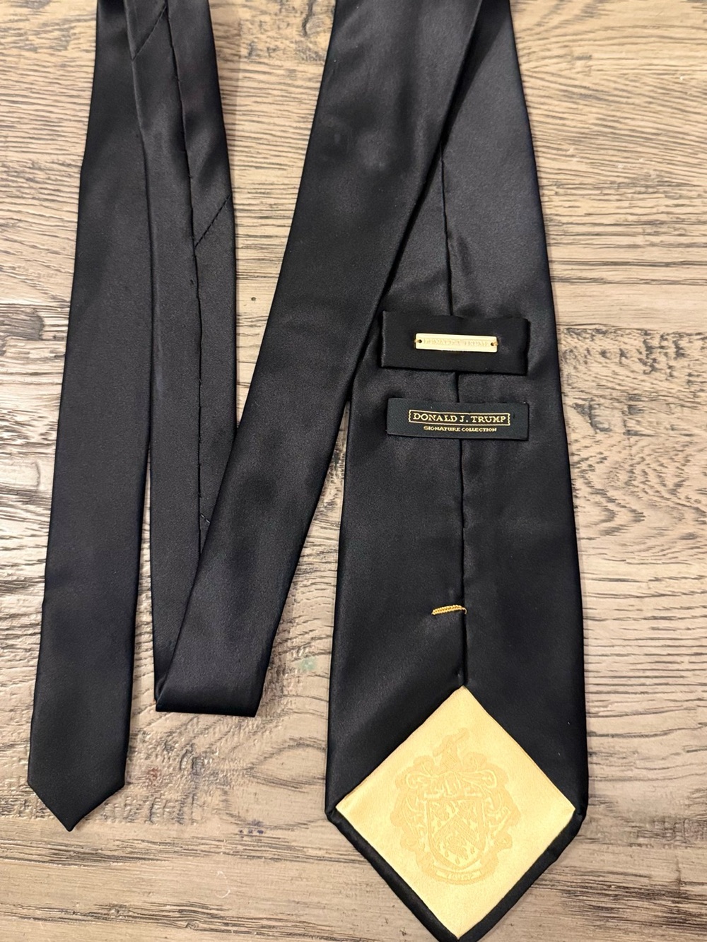 Donald J. Trump Black Satin Tie with Gold Accent